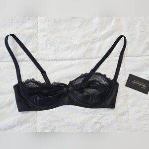 NWT Frederick's Of Hollywood Alexie Black Lace Open Cup Balconette Bra